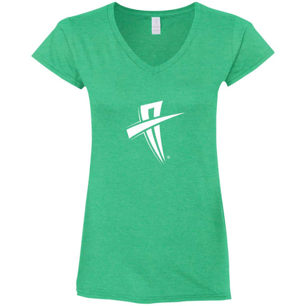 Soul Trotters Action Cross  Ladies' Fitted Softstyle 4.5 oz V-Neck T-Shirt - Soul Trotters 