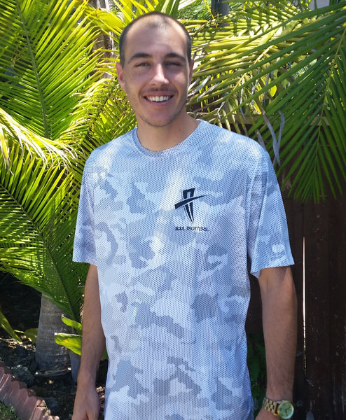 Mens Short Sleeve - Soul Cool Fit T-Shirt - White Camo Fade - Amazon - Soul Trotters 