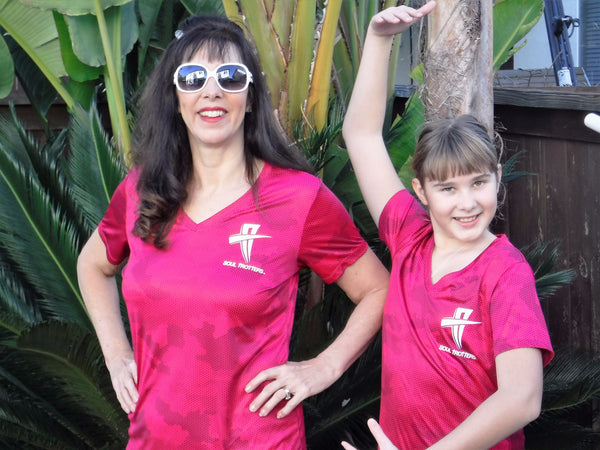 Women's Short Sleeve - Soul Cool Fit T-Shirt - Raspberry Camo Fade - Amazon - Soul Trotters 