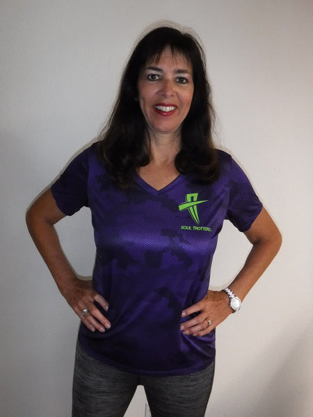 Women's Short Sleeve - Soul Cool Fit T-Shirt - Princess Purple Camo Fade - Amazon - Soul Trotters 
