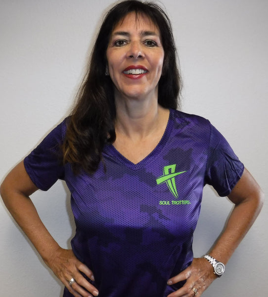Women's Short Sleeve - Soul Cool Fit T-Shirt - Princess Purple Camo Fade - Amazon - Soul Trotters 