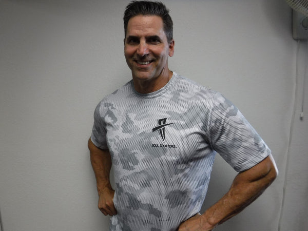 Mens Short Sleeve - Soul Cool Fit T-Shirt - White Camo Fade - Amazon - Soul Trotters 