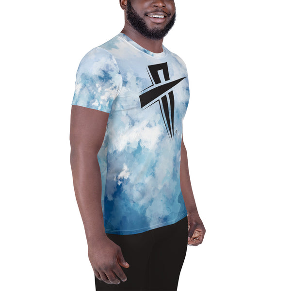 Soul Trotters Action Cross - Men's All-Over Print Athletic T-Shirt Caribbean Blue - Soul Trotters 