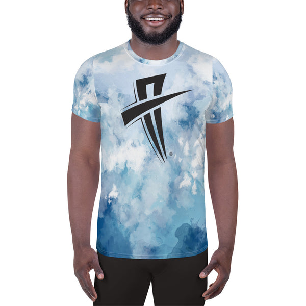 Soul Trotters Action Cross - Men's All-Over Print Athletic T-Shirt Caribbean Blue - Soul Trotters 